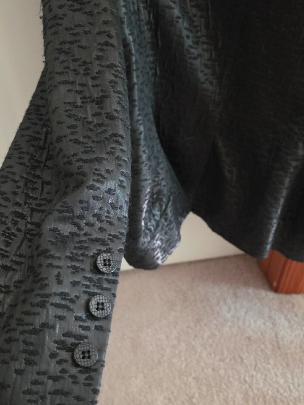 bebe Black Textured Single-Button Blazer - Picture 5 of 9